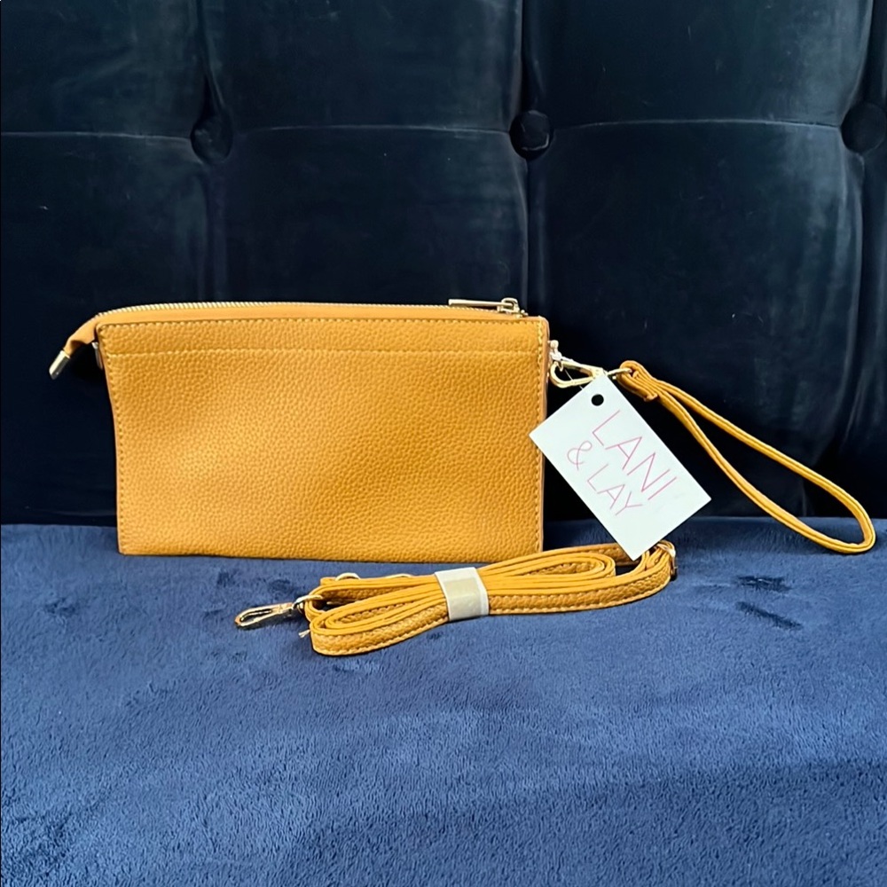 Mustard Yellow Large Crossbody/Wristlet Clutch Combo